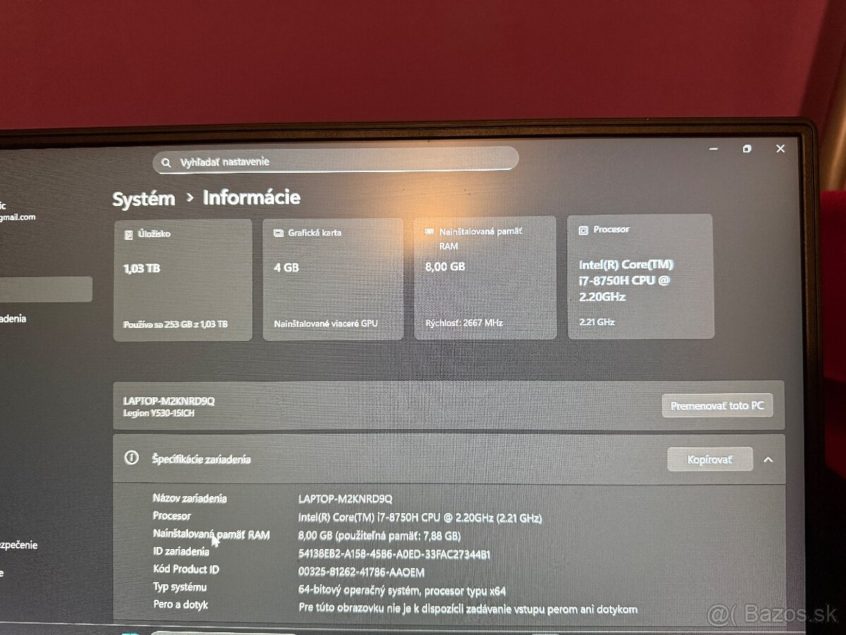 Herný notebook Lenovo Legion Y530-15ICH - 8