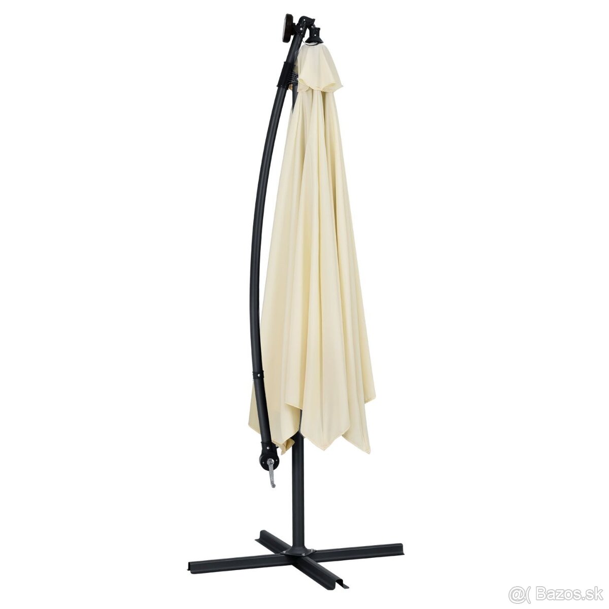 LED slnečník 3 m a 3,5 m šedá a krémová závažia a kryt - 8