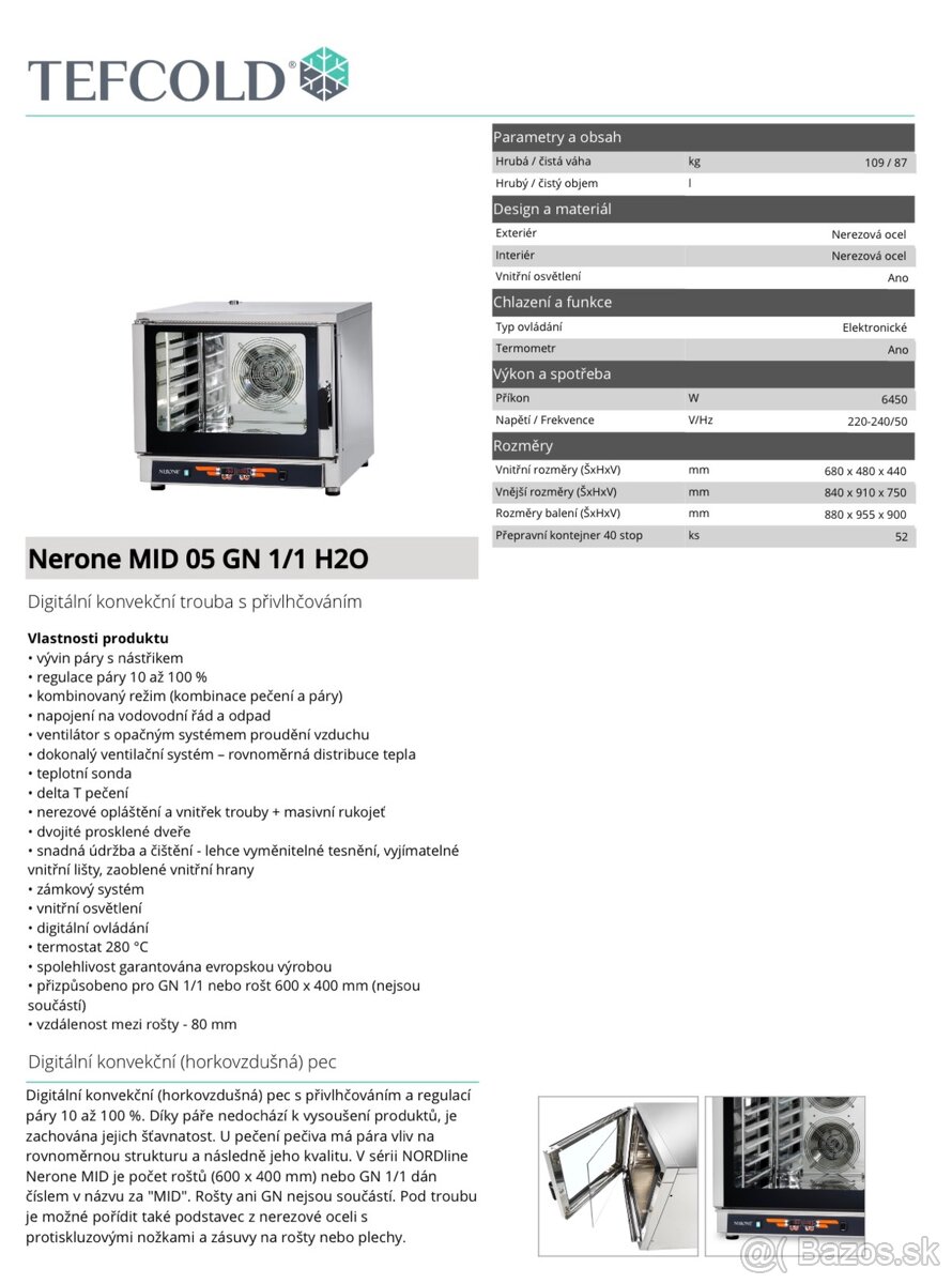 Elektrický konvektomat Nerone - 5x GN1/1 - 8