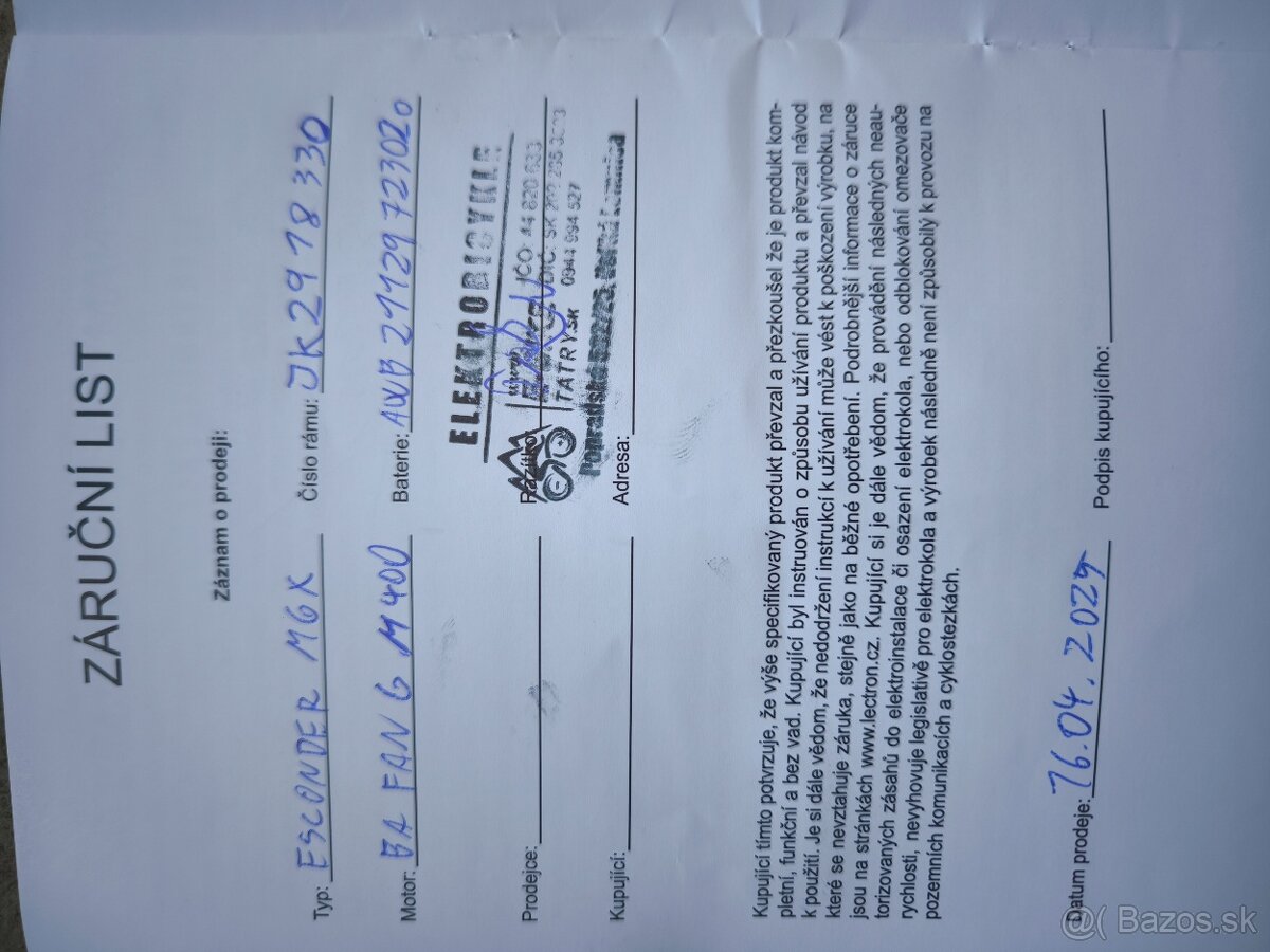 Na predaj Elektrobicykel Lectron MGX - 8