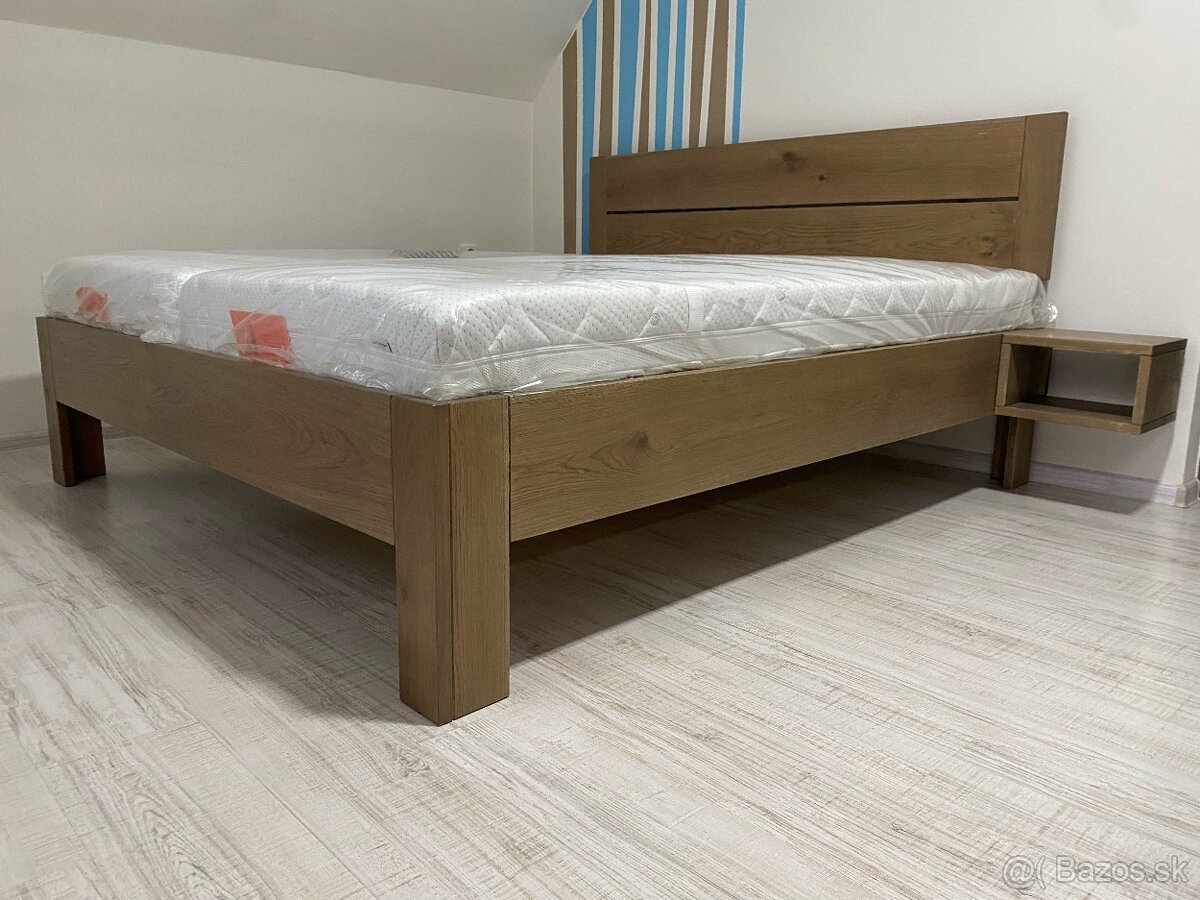 Masívna dubová posteľ 180x200cm s výsuvnými boxami - 8
