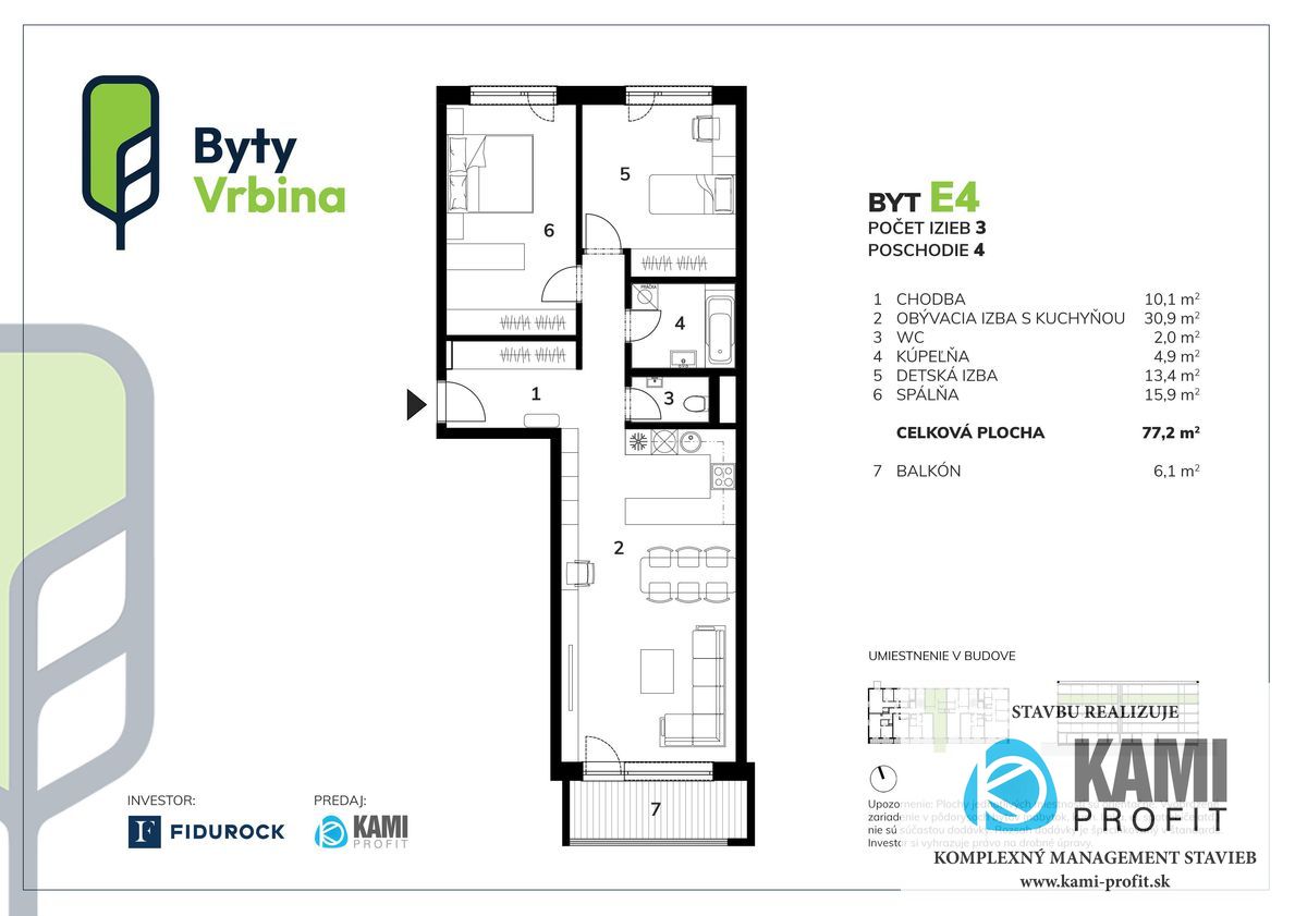 Na predaj 3 izbový byt s balkónom v novostavbe v Piešťanoch - 8
