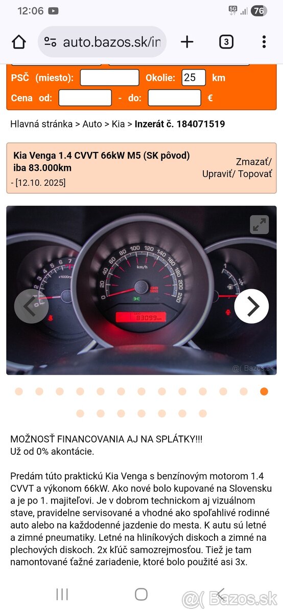 Kia Venga 1.4 CVVT 66kW M5 83.000km - 8