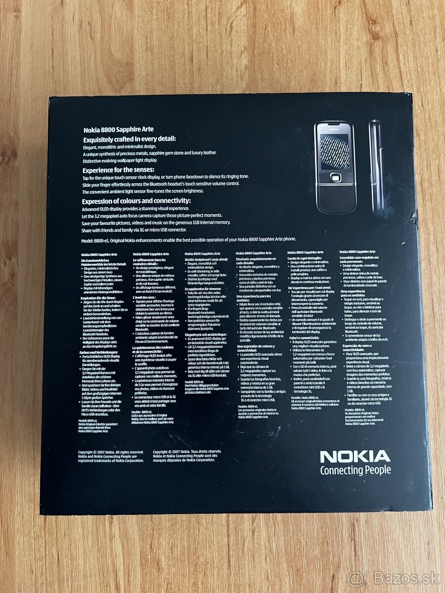 Predam krabicu Nokia 8800 Sapphire Arte - 8