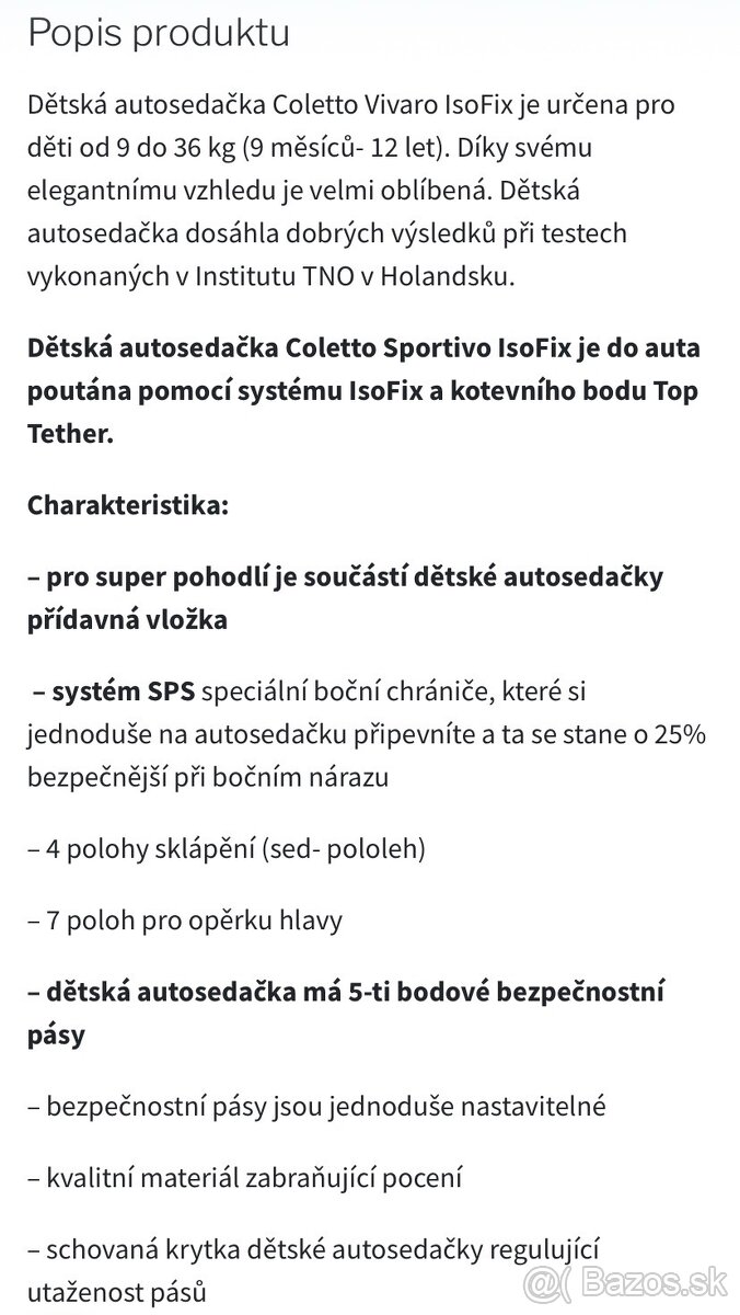 DETSKA Autosedacka COLETTO s ISOFIX - 8