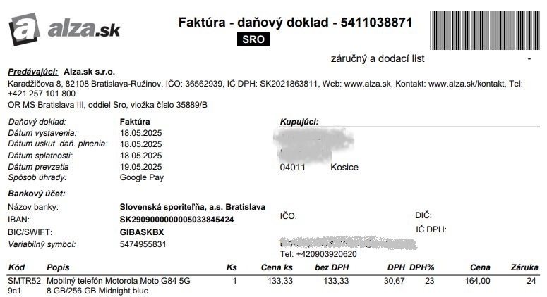 Motorola Moto G84 5G 8 GB/256 GB Midnight blue - Top Stav - 8