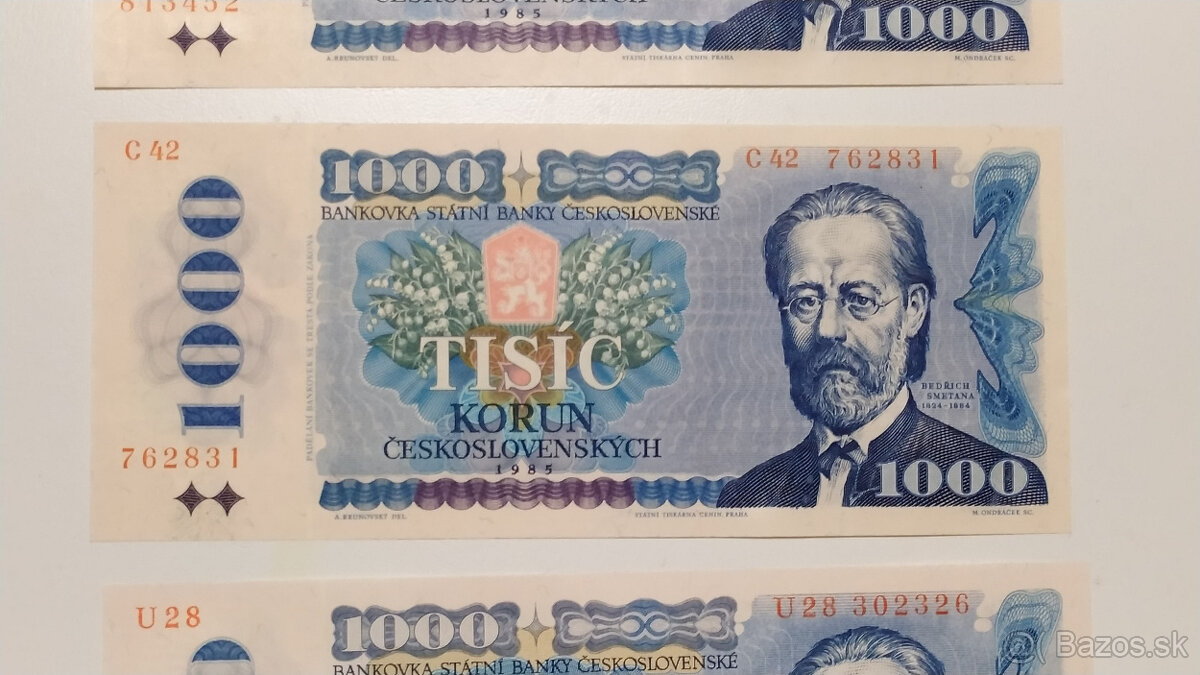 Bankovky 1000 Kčs UNC, aj posledné číslo C42 varianty a) - 8