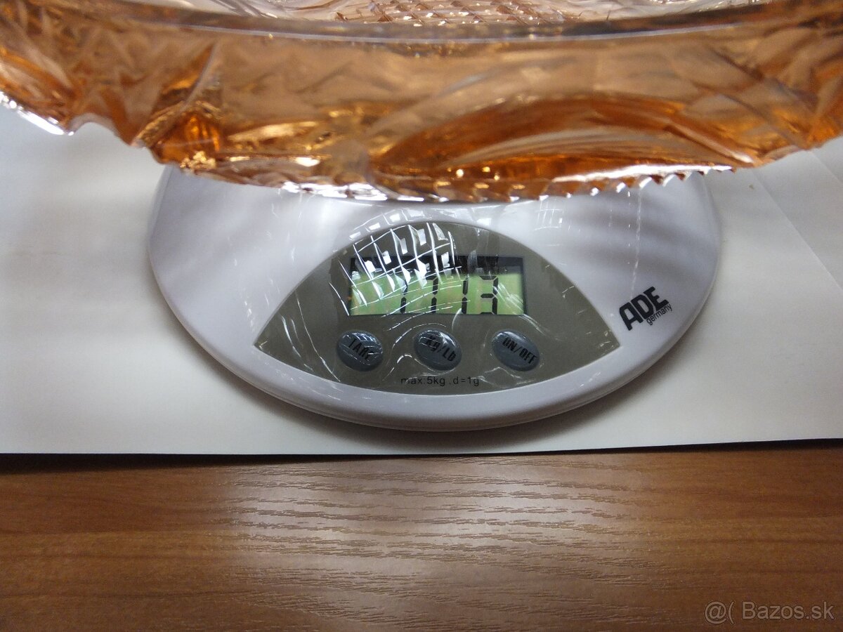 Bohatě broušená rosalinová velká mísa, váha 1713 g. - 8