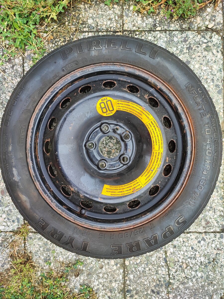 Dojazdové koleso R15 (4.00B x15H ET35, PIRELLI 125/80) + zdv - 8