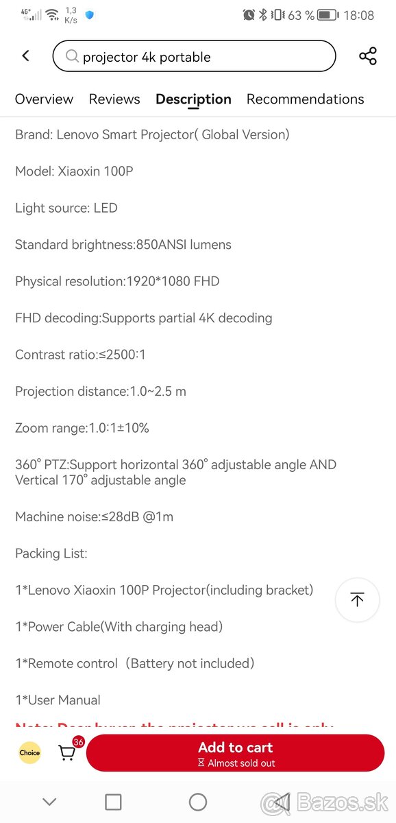 Projektor Lenovo 100P - 8