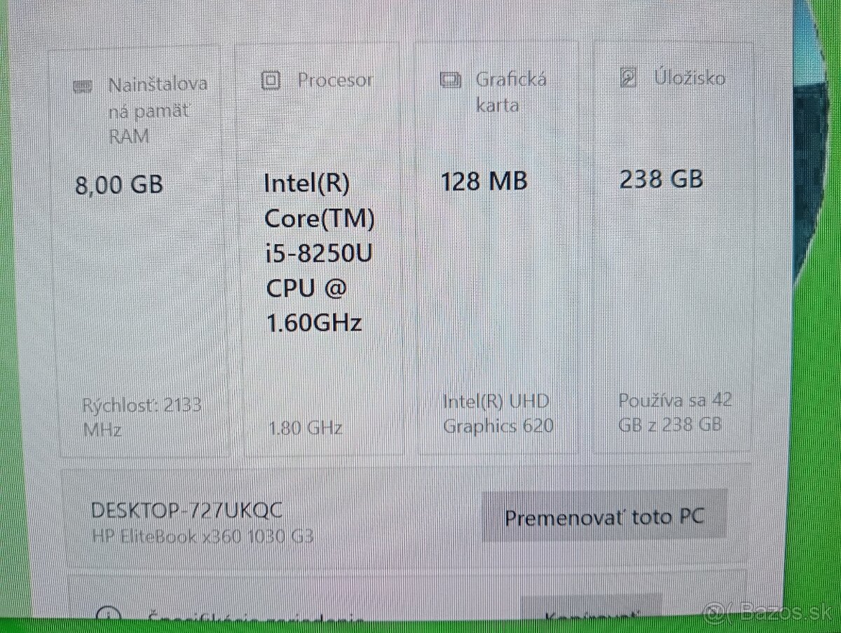 Hp elitebook x360 1030 g3 /dotykový displej /8gb ram /ssd - 8