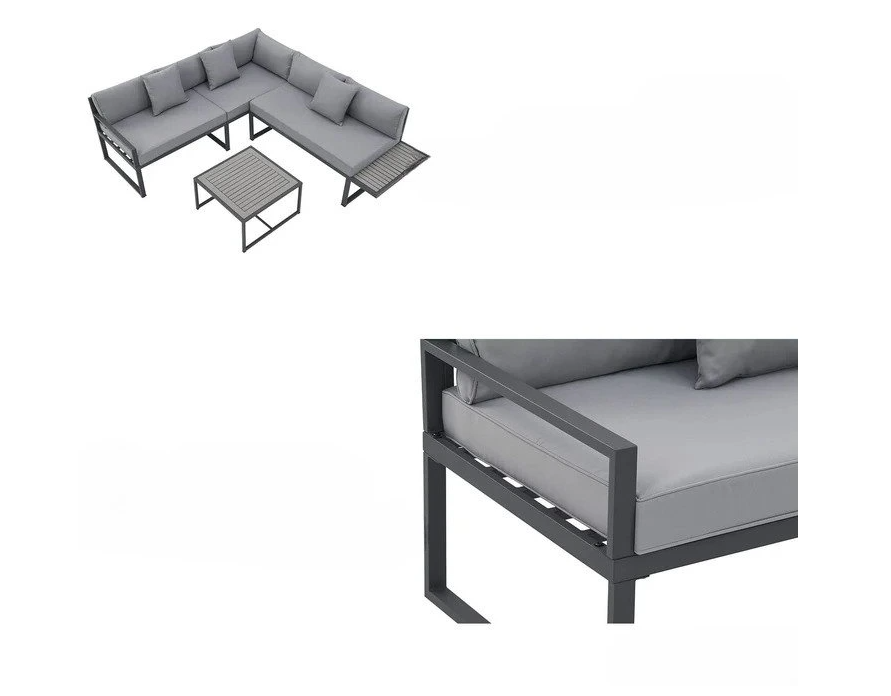 Záhradná kovová zostava St Tropez antracit a sivé podušky - 8