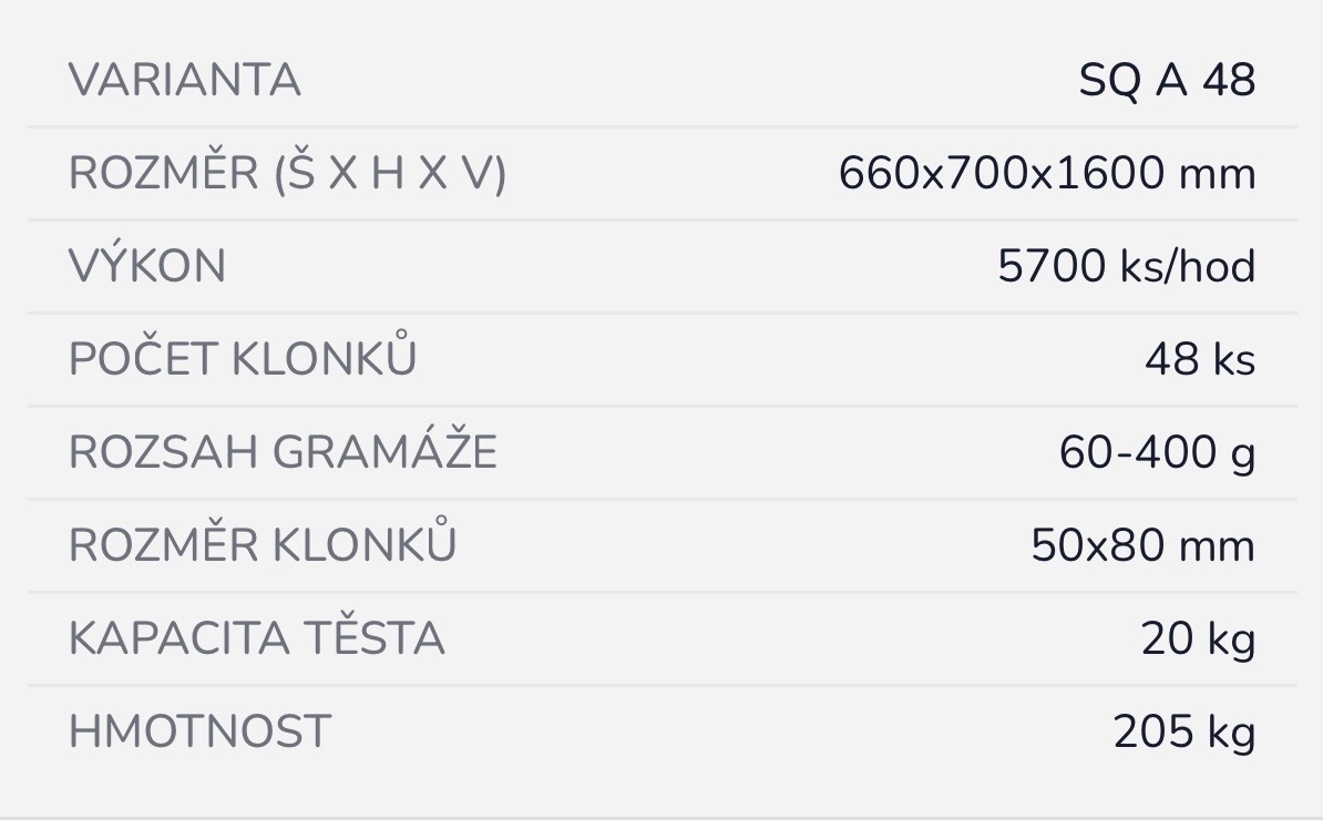 Dělička těsta Vitella SQ A 48 - 8