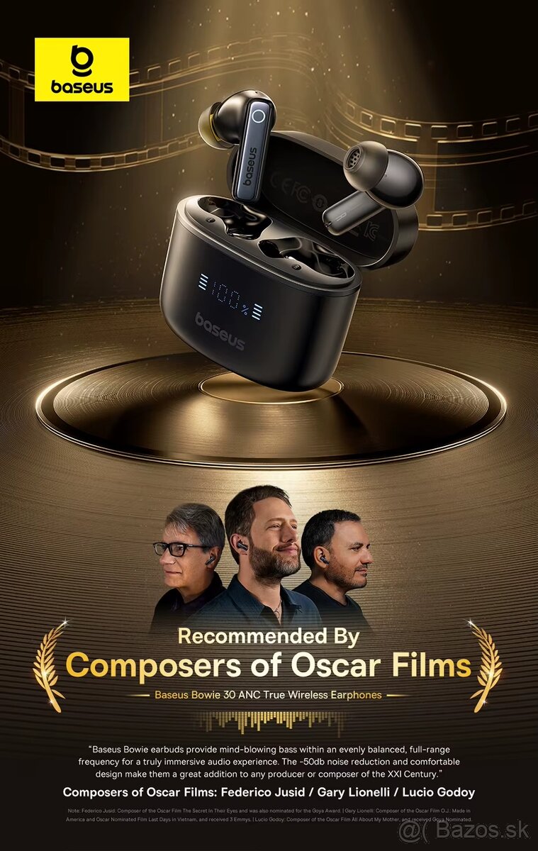 Bluetooth slúchadlá/špunty Baseus Bowie 30, ANC,65h,IPX4,APK - 8