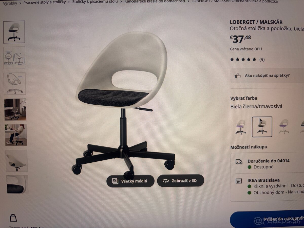 Otočná stolička LOBERGET/MALSKÄR - 8