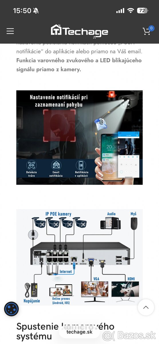 Techage kamerový systém 4x 5MP kamera, NVR + kabeláž - 8