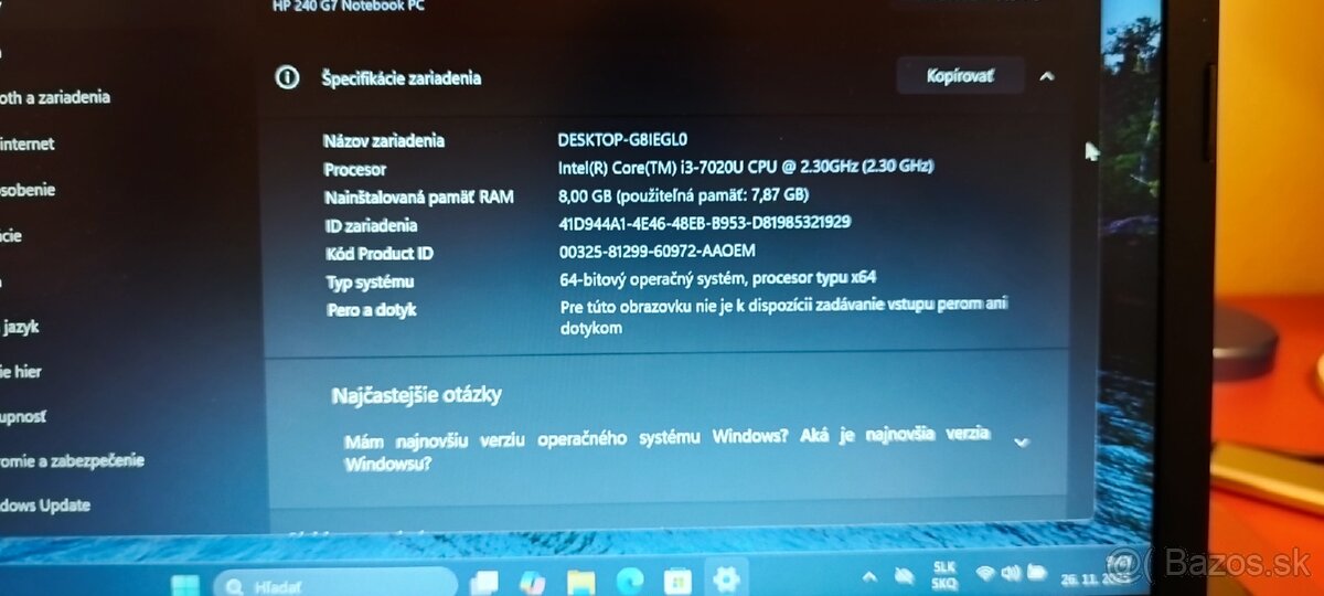 Predám notebook HP 240 g7 - 8