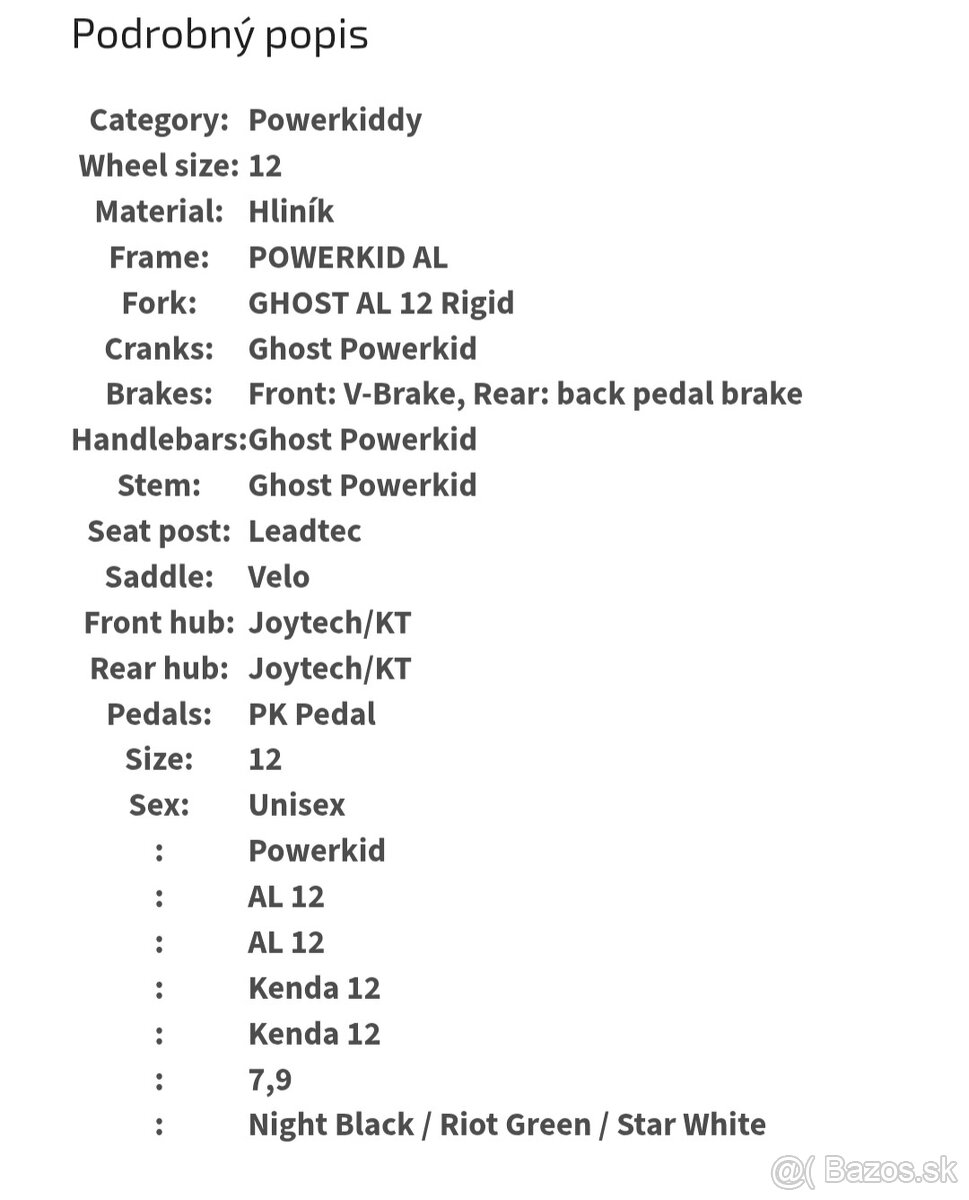 Detský bicykel Ghost Powerkid 12 - 8