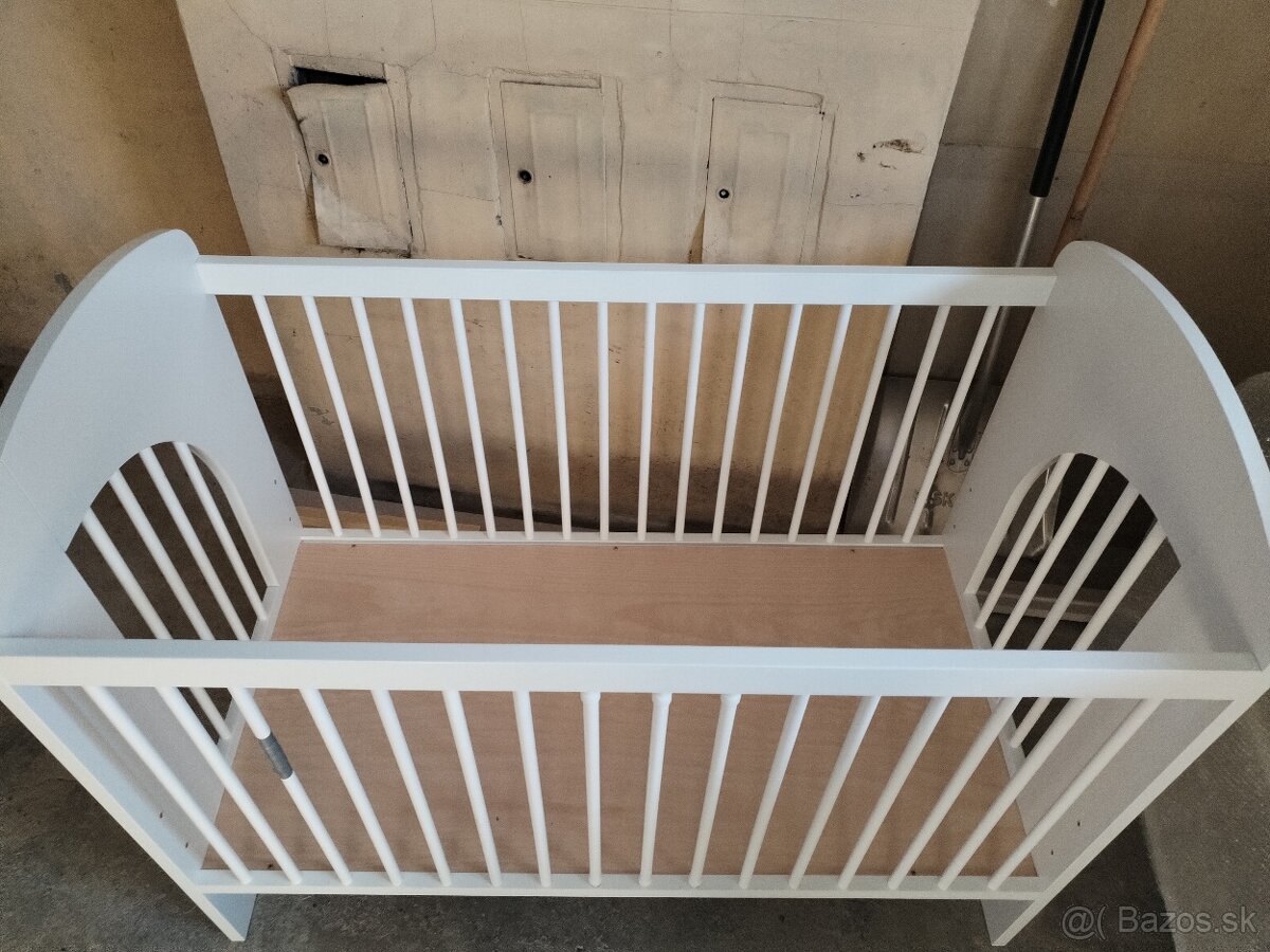 Detská postieľka 120x 60 biela drevená - 8
