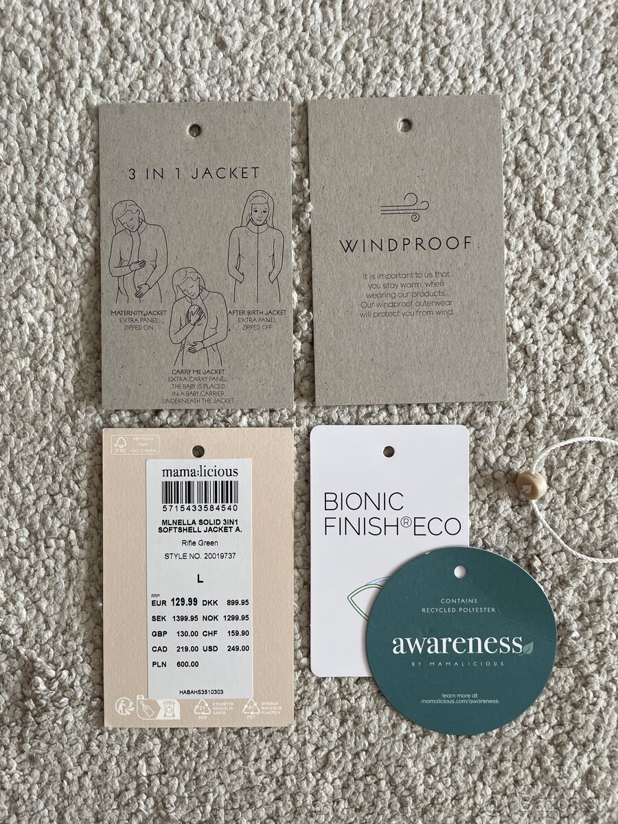 MAMALICIOUS SOFTSHELL nosičský kabát 3v1 veľ L - 8