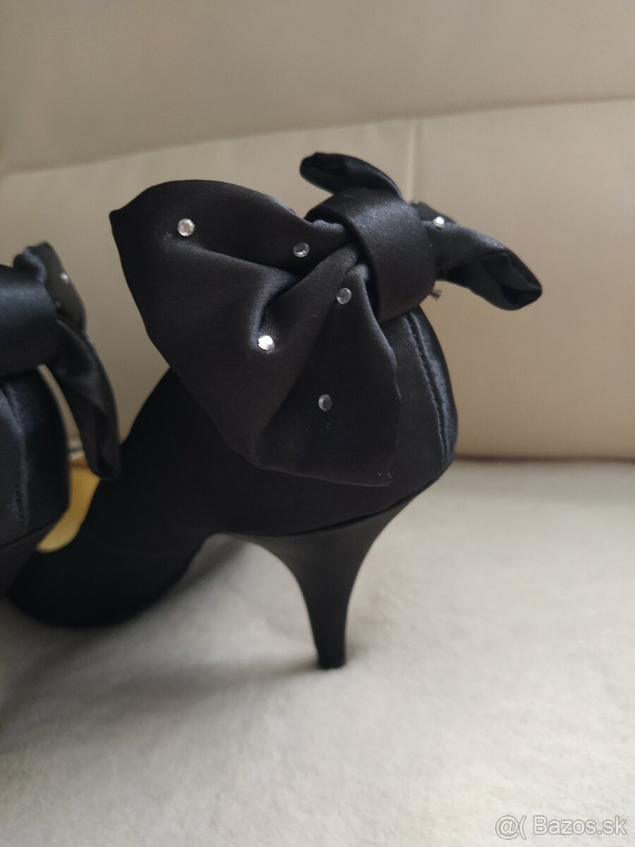 NOVÉ čierne saténové lodičky veľ. 36 (osobný odber) - 8