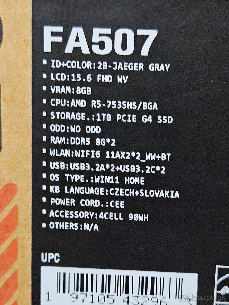 Asus /Ryzen 5 7535HS/16GB DDR5/1TB SSD/RTX 4060 8GB 140W - 8