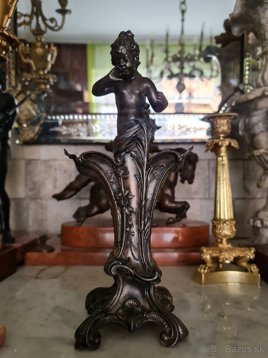 Secesna cínová vázicka soška - 8