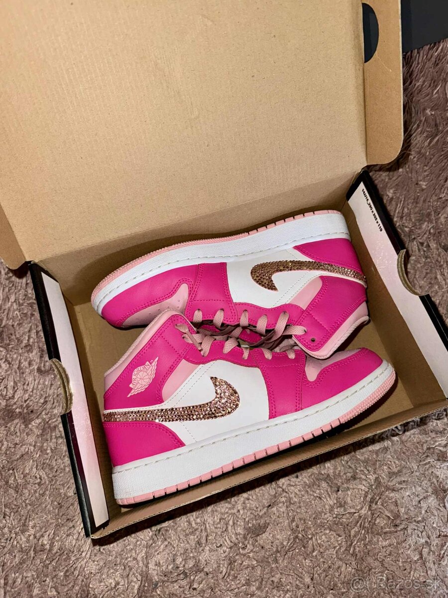 Nike Air Jordan 1 Mid GS Pink original swarovski kozene - 8
