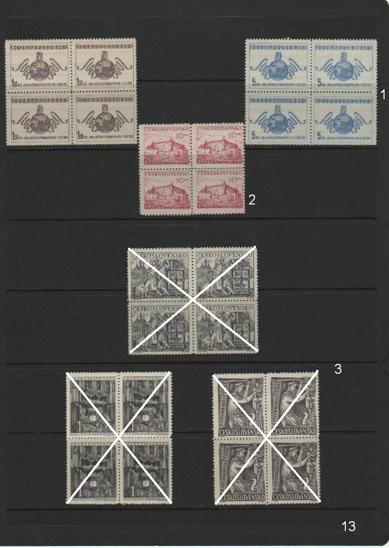 Známky Československo - 4 bloky a iné známky - 8