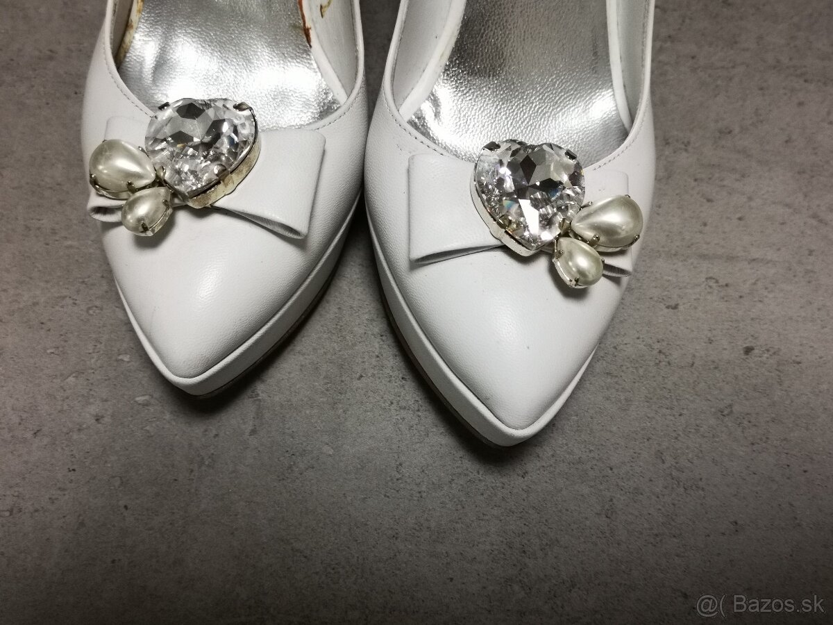 Biele a strieborné lodičky + kabelka - 8