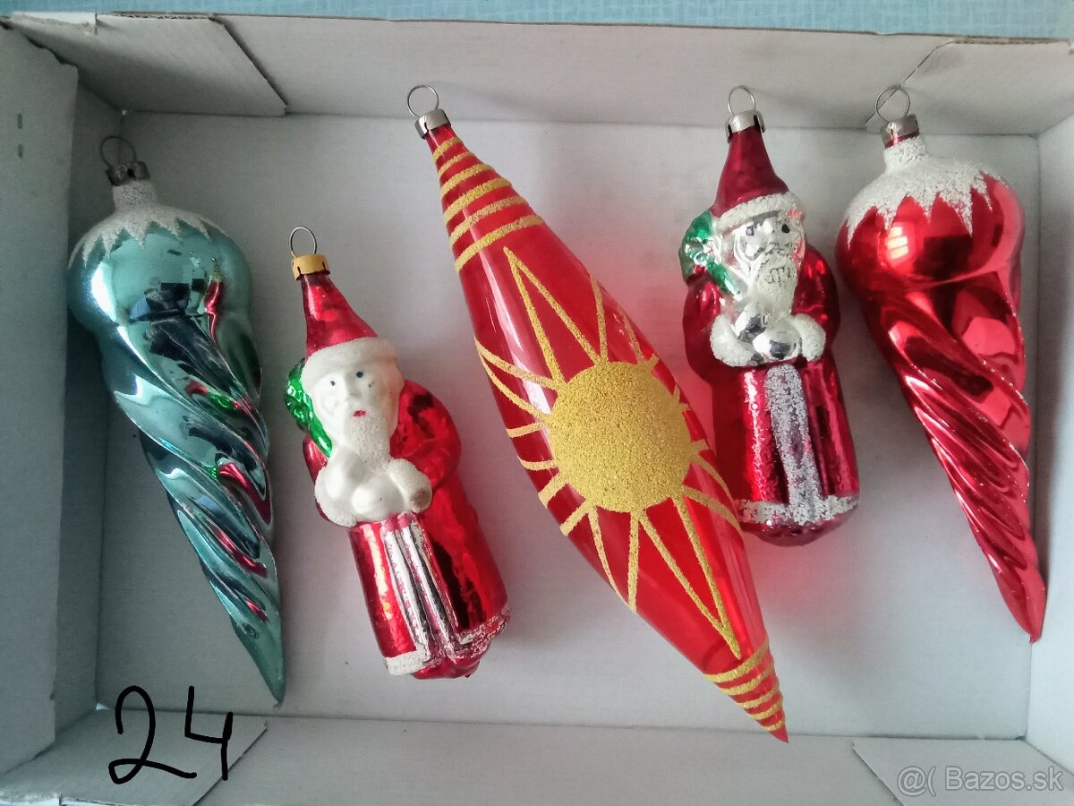 Staré, vánoční ozdoby, špičky, baňky - vianočné ozdoby - 8