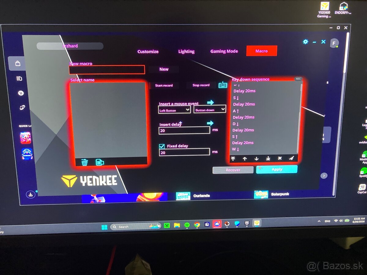 Predám klávesnicu Yenkee ATOM - 8