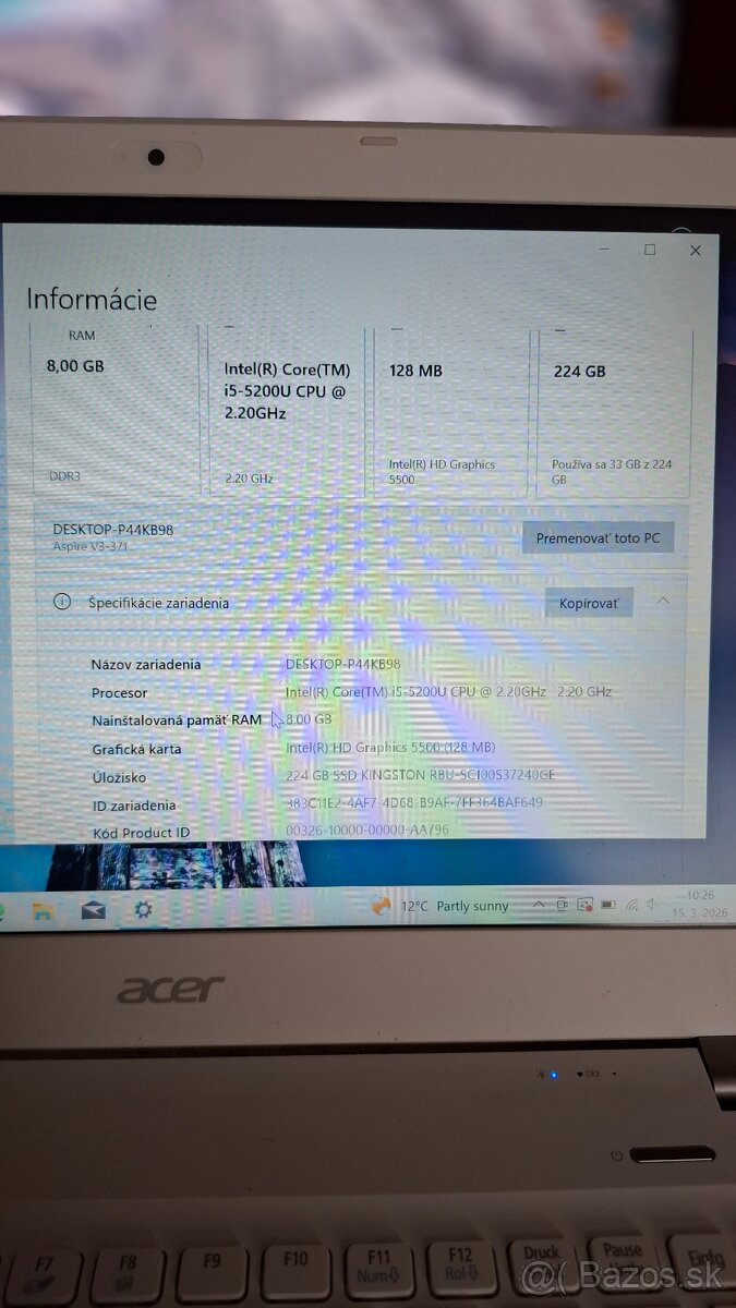 Acer aspire V3, 13" - 8