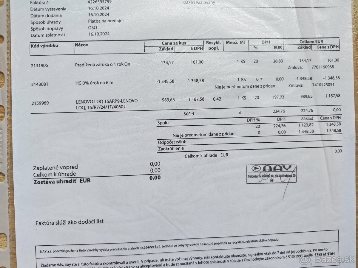 Lenovo LOQ 15ARP9 R7 7435HS 24GB/1TB,RTX 4060 8GB,W11, NAY - 8