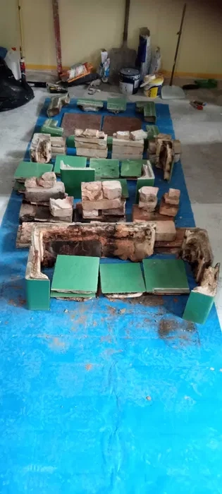 Kachlova pec, kachle, zelena, dobry stav - 8