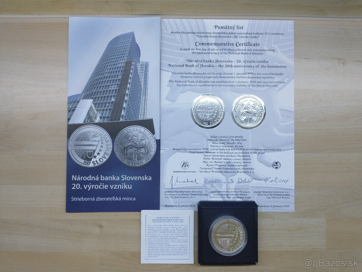 strieborné mince SK proof, pamätný list - 8