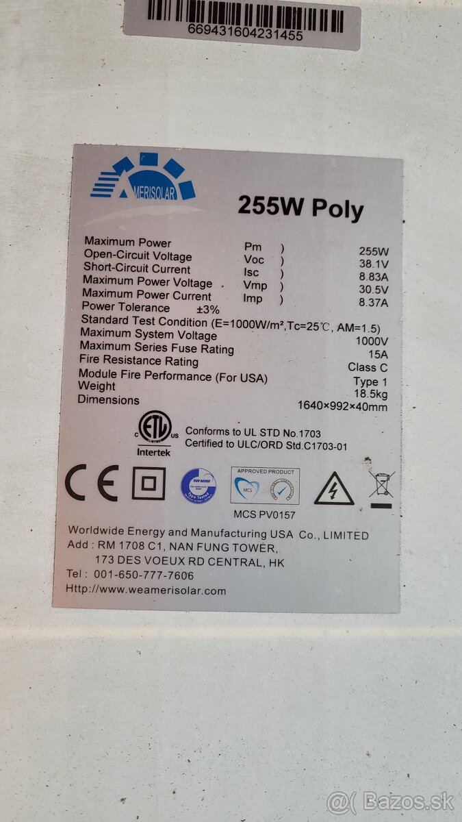 Predám kompletný fotovoltaický systém 2,2 kW - 8