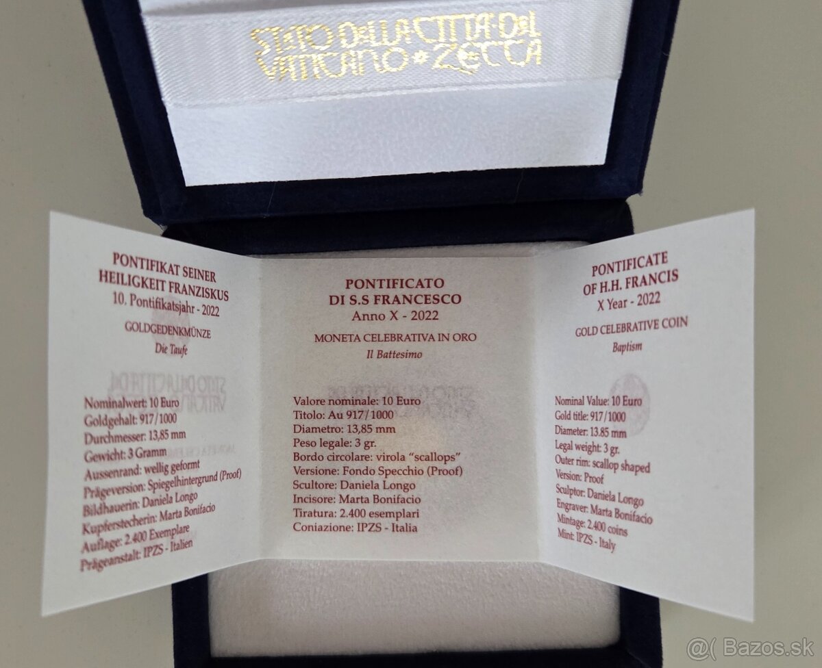 zlaté mince Vatikán v originálnych obaloch - 8