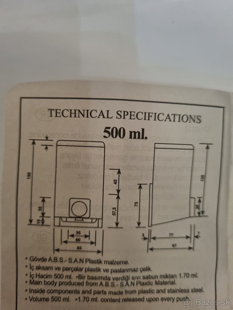 Davkovač tekutého mydla ,dezinfekcia,mydlo - 8