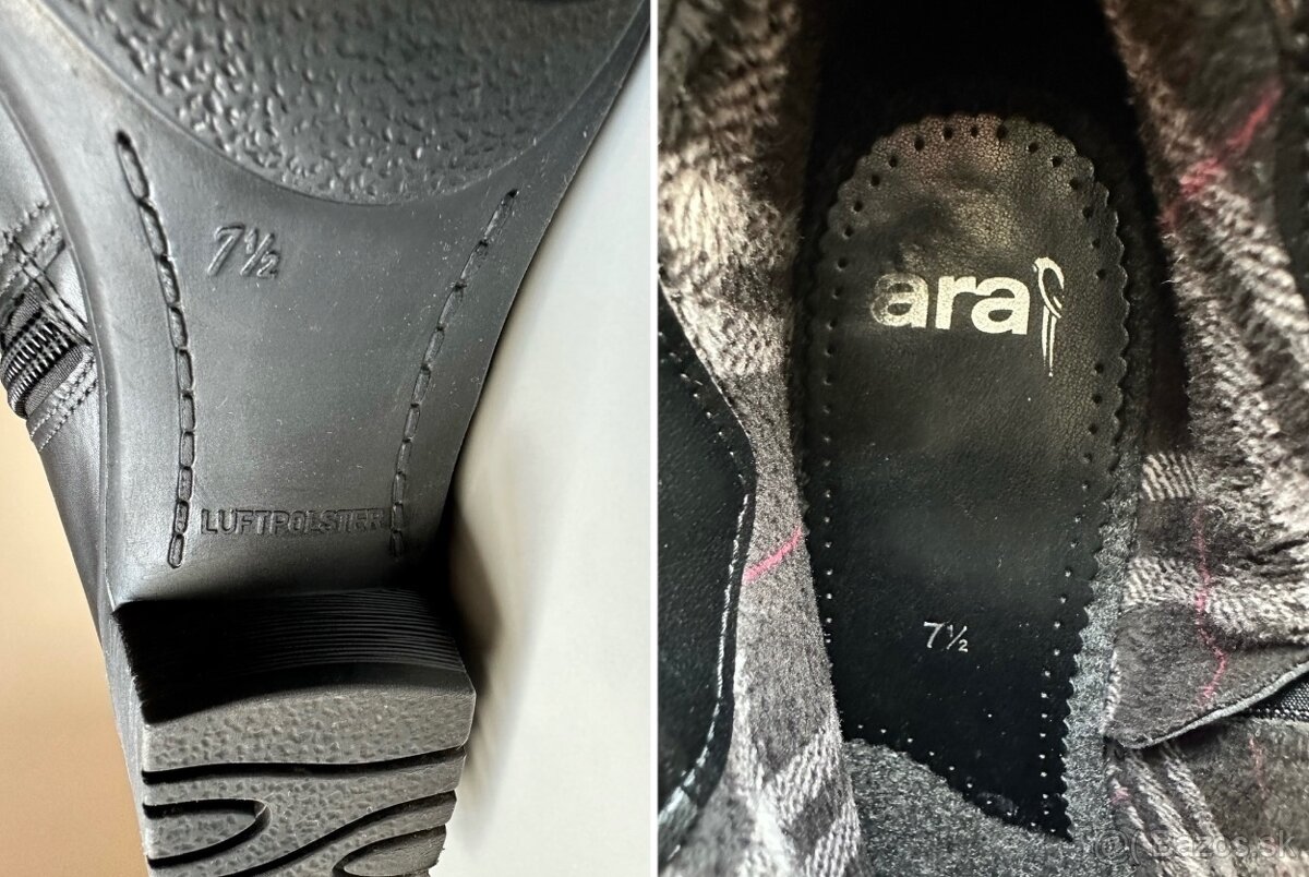 U42 DÁMSKE kožené čierne čižmičky zn.ARA za 50eur - 8