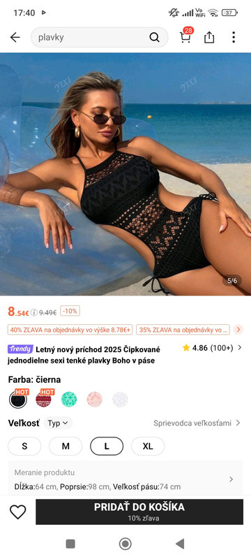 Čierne plavky veľ. L - 8