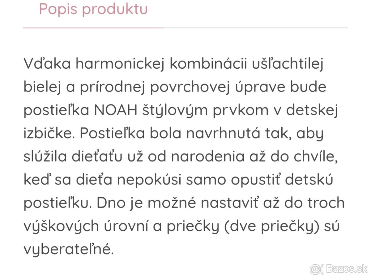 KLUPS Postieľka detská so zábranou Noah biela 120x60 cm - 8