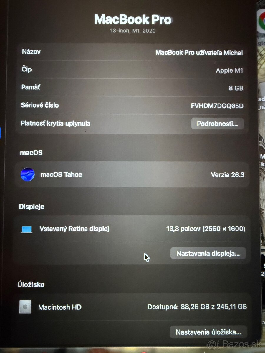 Macbook Pro 13 M1 8/256GB TouchBar - 8