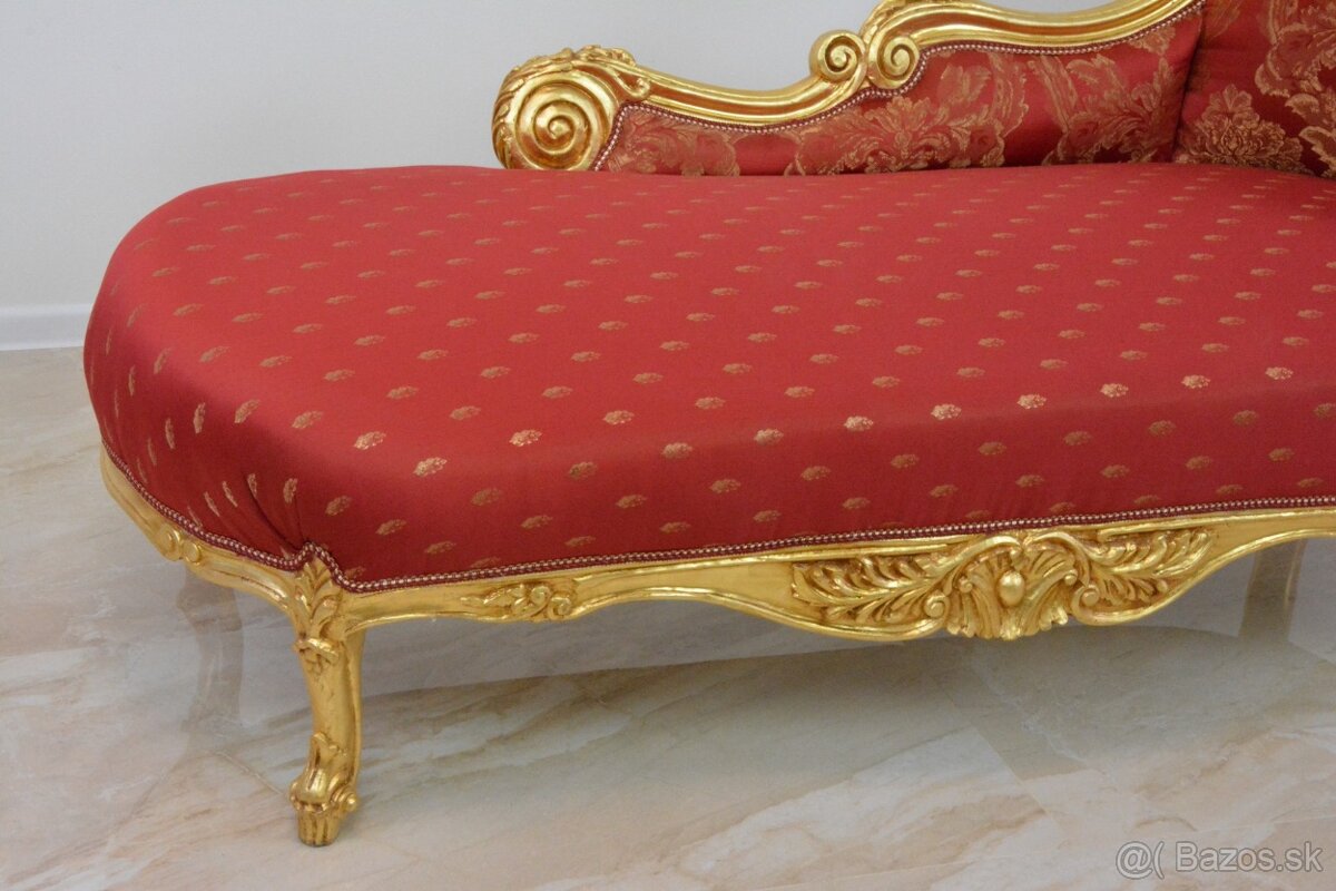 Zámecké řezbované sofa/lenoška - čalouněné - 8