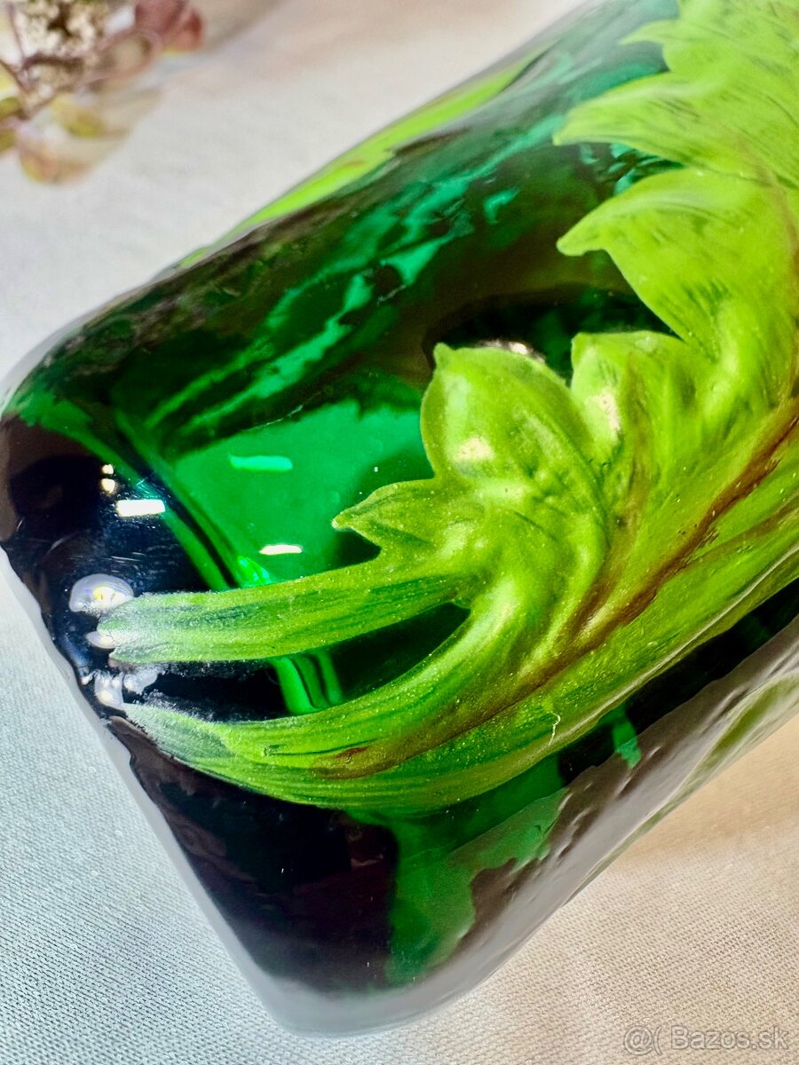 Secesna sklenená malovana vaza - 8