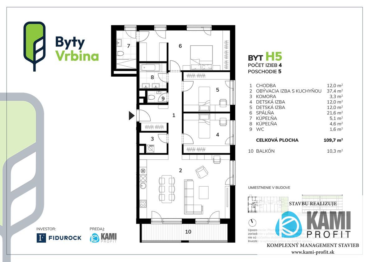 Na predaj priestranný 4 izbový byt v novostavbe v Piešťanoc - 8