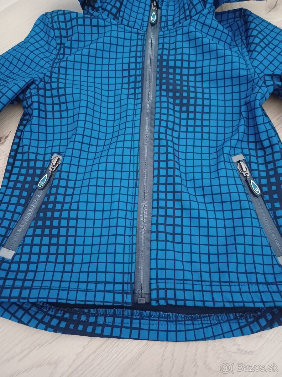 Modrá kockovaná softshellová bunda - 8