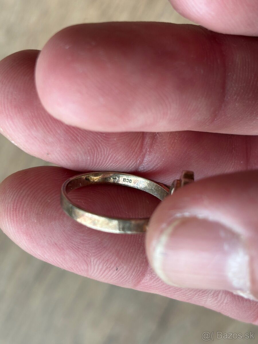 Strieborný prsteň - kameja, cesky granat - 8