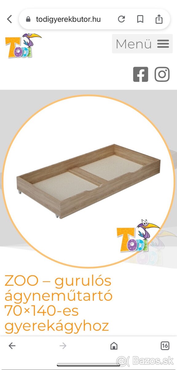 Detská postieľka, Variabilná postieľka Todi Zoo, so šuflíkom - 8