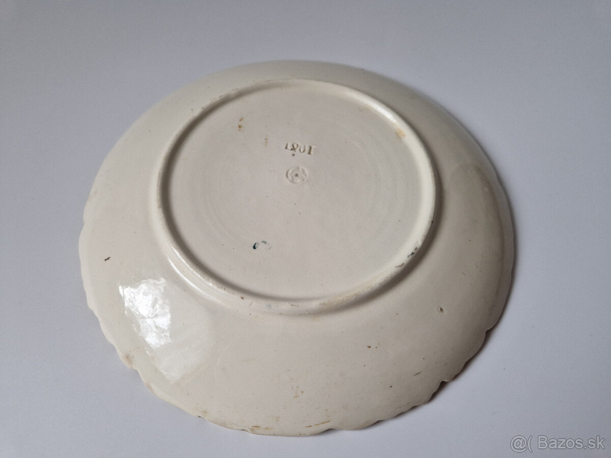 Starožitný zdobený keramický talíř talířek RDZ Rudolf Ditmar - 8